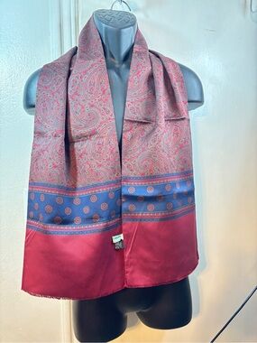 Paisley Red and Navy Tubular Silk Scarf